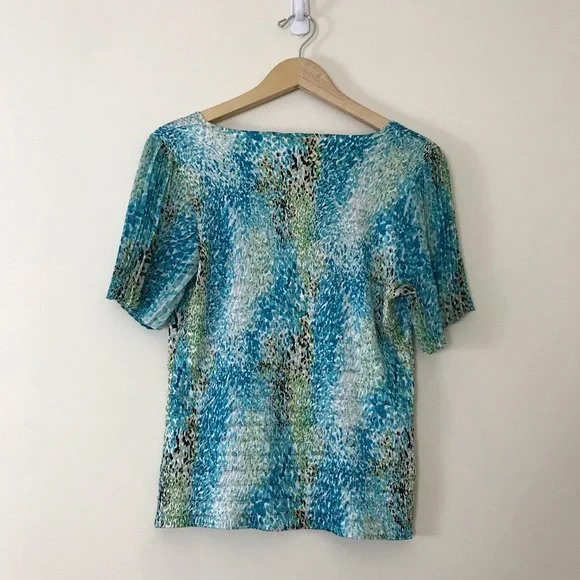 Belissimo • Crinkle Pleated Watercolor Dots Top - Picture 4 of 9